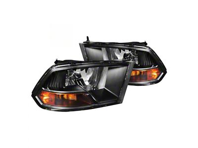 Oracle OE Style Non-Sport Headlights with White LED Halo; Black Housing; Clear Lens (09-12 RAM 1500)