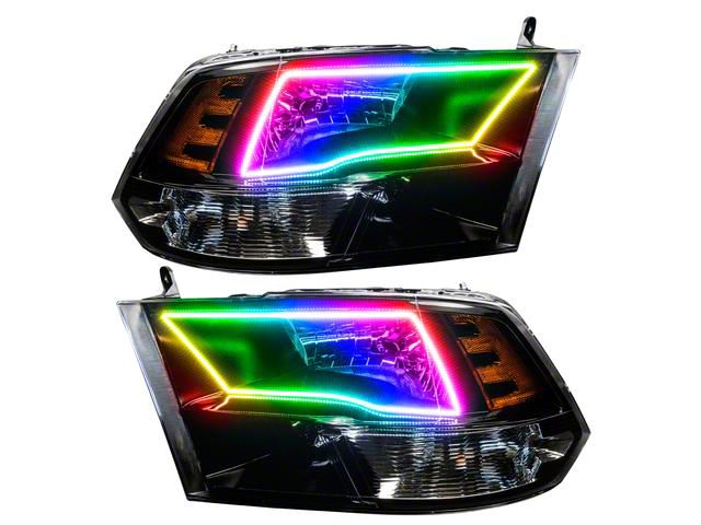 Oracle OE Style Headlights with ColorSHIFT Halo; Black Housing; Clear Lens (09-18 RAM 1500 w/ Factory Halogen Dual & Quad Headlights)