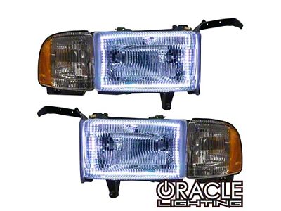 Oracle OE Style Headlights with ColorSHIFT LED Halo; Black Housing; Clear Lens (94-02 RAM 2500)