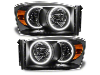 Oracle OE Style Headlights with White SMD LED Halo; Black Housing; Clear Lens (07-09 RAM 2500)