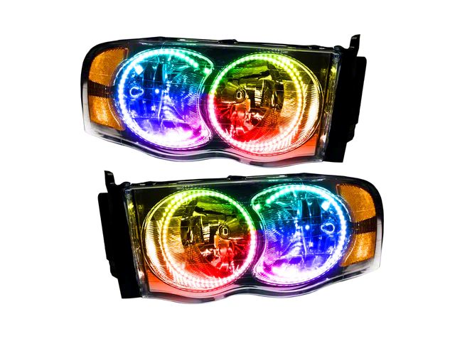 Oracle OE Style Headlights with ColorSHIFT SMD LED Halo; Chrome Housing; Clear Lens (03-05 RAM 3500)