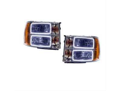 Oracle OE Style Headlights with ColorSHIFT Square Ring LED Halo; Chrome Housing; Clear Lens (07-14 Sierra 2500 HD)