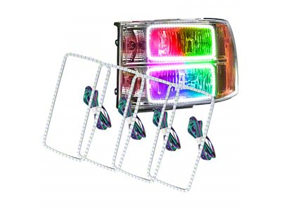 Oracle LED Halo Square Style Headlight Conversion Kit; ColorSHIFT (07-14 Sierra 3500 HD)