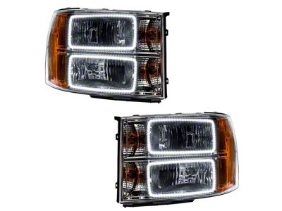 Oracle OE Style Headlights with Square Ring LED Halo; Chrome Housing; Clear Lens (07-14 Sierra 3500 HD)
