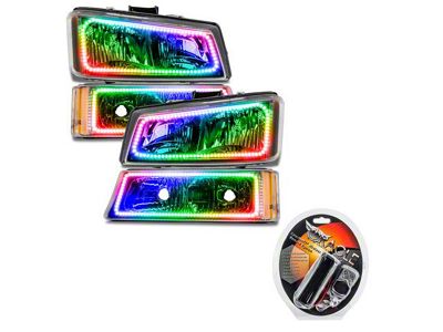 Oracle OE Style Headlights with ColorSHIFT LED Halo; Chrome Housing; Clear Lens (03-06 Silverado 1500)