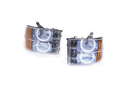 Oracle OE Style Headlights with ColorSHIFT Round Ring LED Halo; Chrome Housing; Clear Lens (07-14 Silverado 2500 HD)