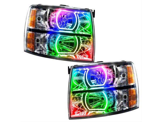 Oracle Headlight Assembly; SMD Pre-Assembled Headlights, Square Style, ColorSHIFT (07-13 Silverado 2500 HD)