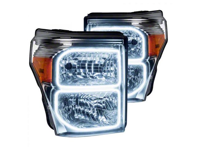 Oracle OE Style Headlights with LED Halo; Chrome Housing; Clear Lens (11-16 F-250 Super Duty)
