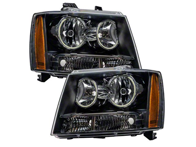 Oracle OE Style Headlights with ColorSHIFT LED Halo; Black Housing; Clear Lens (07-14 Tahoe)