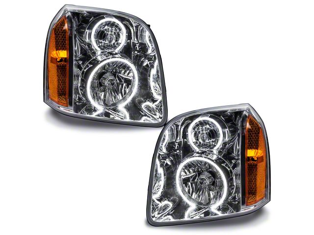 Oracle OE Style Headlights with LED Halo; Chrome Housing; Clear Lens; White (07-14 Yukon)