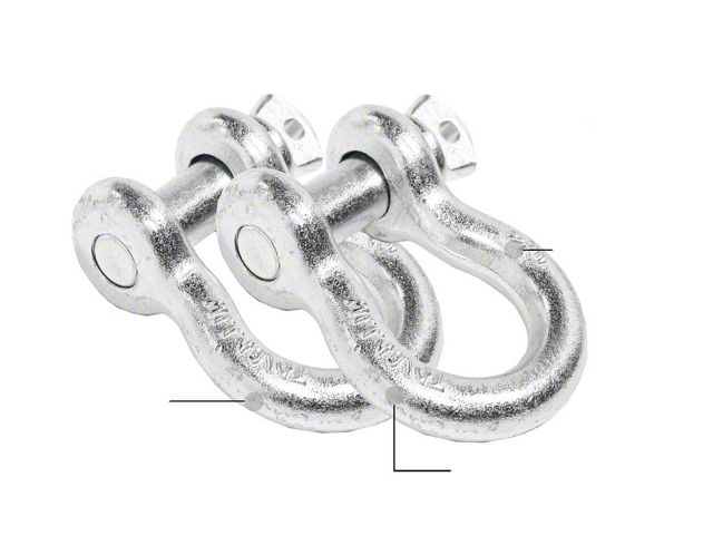Overland Vehicle Systems 3/4-Inch 4.75-Ton Recovery Shackles; Zinc