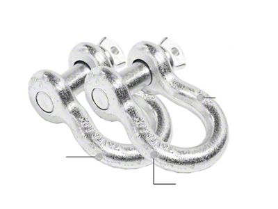 Overland Vehicle Systems 3/4-Inch 4.75-Ton Recovery Shackles; Zinc