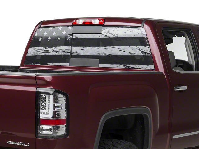SEC10 Perforated Distressed Flag Rear Window Decal (07-24 Sierra 1500)