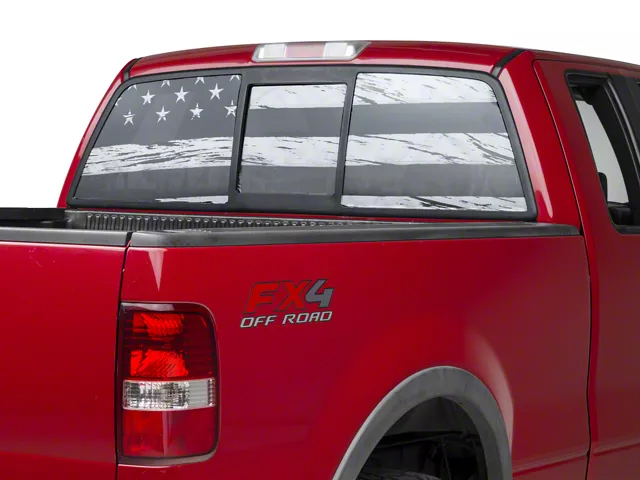 Sco Flag On Rear Window SEC10 F-150 Perforated Distressed Flag Rear Window Printed Decal ...