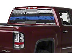 SEC10 Perforated Real Flag Rear Window Decal; Blue Line (07-25 Sierra 1500)