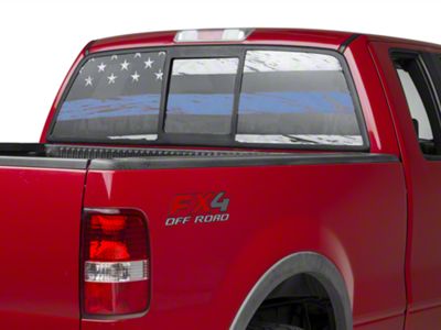 SEC10 Perforated Real Flag Rear Window Decal; Blue Line (97-25 F-150)