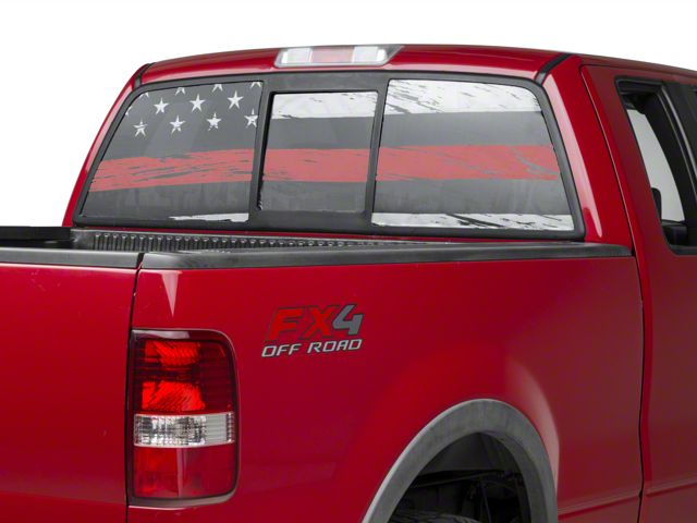 SEC10 Perforated Real Flag Rear Window Decal; Red Line (97-24 F-150)