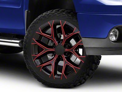 Performance Replicas PR177 Gloss Black Red Milled 6-Lug Wheel; 24x10; 24mm Offset (07-13 Sierra 1500)