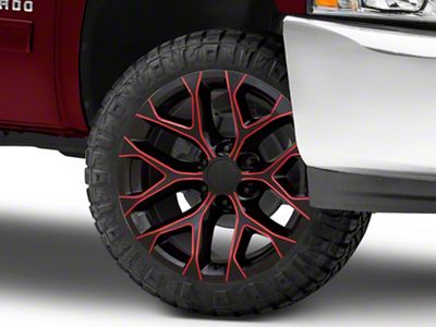 Performance Replicas PR177 Gloss Black Red Milled 6-Lug Wheel; 24x10; 24mm Offset (07-13 Silverado 1500)