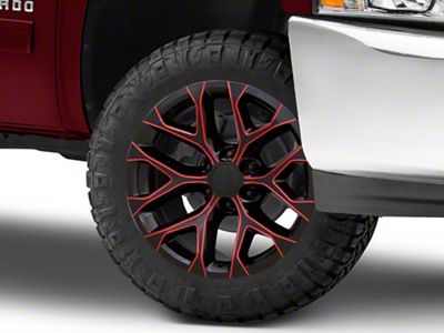 PR177 Gloss Black Red Milled 6-Lug Wheel; 20x9; 24mm Offset (07-13 Silverado 1500)