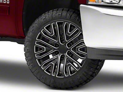 PR197 Gloss Black Milled 6-Lug Wheel; 24x10; 31mm Offset (07-13 Silverado 1500)
