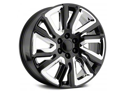 PR202 Gloss Black with Chrome Accents 6-Lug Wheel; 22x9; 28mm Offset (07-13 Silverado 1500)