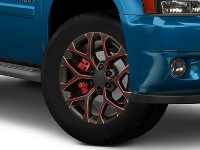PR176 Gloss Black Red Milled 6-Lug Wheel; 20x9; 24mm Offset (07-14 Tahoe)