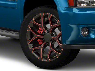 PR176 Gloss Black Red Milled 6-Lug Wheel; 22x9; 24mm Offset (07-14 Tahoe)