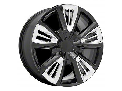 PR212 Gloss Black with Chrome Accents 6-Lug Wheel; 22x9; 28mm Offset (07-14 Tahoe)
