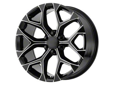 PR176 Gloss Black Machined 6-Lug Wheel; 22x9; 24mm Offset (07-14 Yukon)