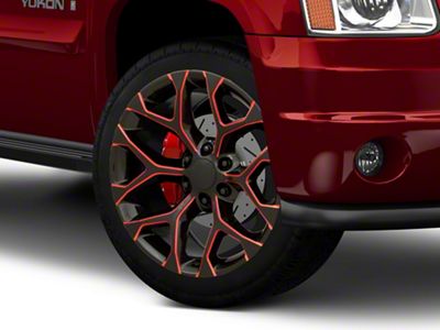 PR176 Gloss Black Red Milled 6-Lug Wheel; 26x10; 24mm Offset (07-14 Yukon)