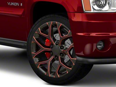 PR176 Gloss Black Red Milled 6-Lug Wheel; 22x9; 24mm Offset (07-14 Yukon)