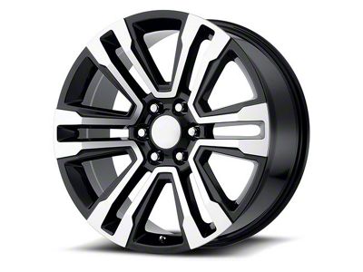 PR182 Gloss Black Machined 6-Lug Wheel; 22x9; 24mm Offset (07-14 Yukon)