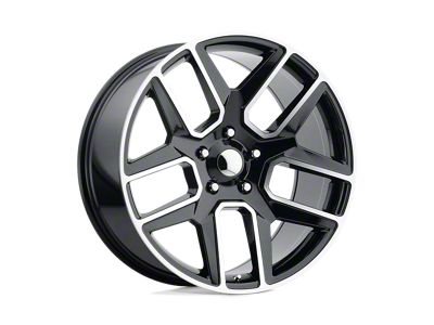 PR192 Gloss Black Machined 5-Lug Wheel; 22x10; 25mm Offset (09-18 RAM 1500)