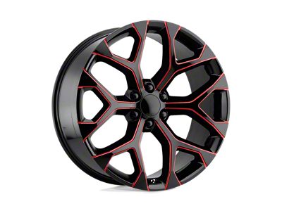 Performance Replicas PR176 Gloss Black Red Milled 6-Lug Wheel; 26x10; 24mm Offset (14-18 Silverado 1500)