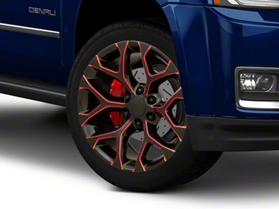 PR176 Gloss Black Red Milled 6-Lug Wheel; 26x10; 24mm Offset (15-20 Yukon)