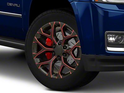 PR176 Gloss Black Red Milled 6-Lug Wheel; 20x9; 24mm Offset (15-20 Yukon)