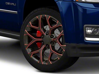PR176 Gloss Black Red Milled 6-Lug Wheel; 24x10; 24mm Offset (15-20 Yukon)