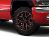 PR177 Gloss Black Red Milled 6-Lug Wheel; 20x9; 24mm Offset (99-06 Sierra 1500)