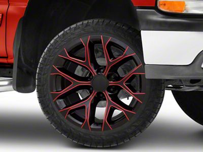 Performance Replicas PR177 Gloss Black Red Milled 6-Lug Wheel; 22x9; 24mm Offset (99-06 Silverado 1500)
