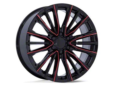 PR223 Gloss Black Milled with Red 6-Lug Wheel; 22x9; 28mm Offset (99-06 Silverado 1500)