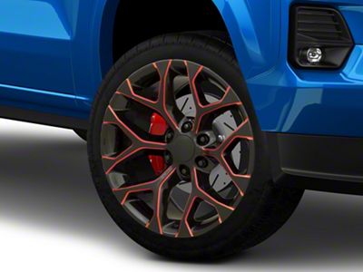 PR176 Gloss Black Red Milled 6-Lug Wheel; 22x9; 24mm Offset (23-25 Colorado)