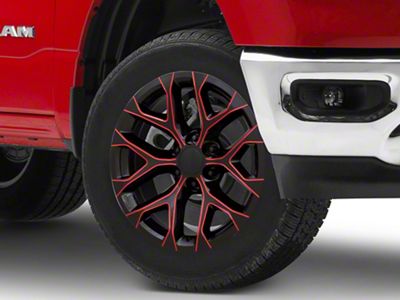 PR177 Gloss Black Red Milled 6-Lug Wheel; 20x9; 24mm Offset (19-25 RAM 1500)