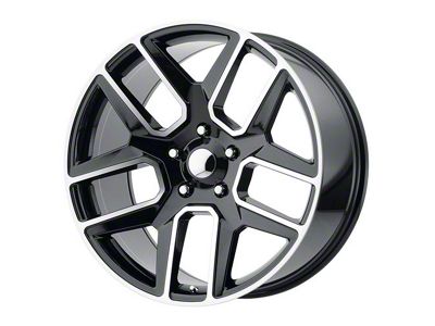 Viper Style Gloss Black Machined 6-Lug Wheel; 22x10; 25mm Offset (19-25 RAM 1500)