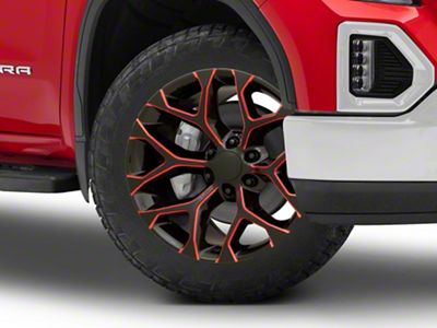 Performance Replicas PR176 Gloss Black Red Milled 6-Lug Wheel; 22x9; 24mm Offset (19-24 Sierra 1500)