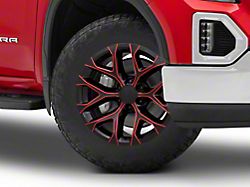 PR177 Gloss Black Red Milled 6-Lug Wheel; 20x9; 24mm Offset (19-25 Sierra 1500)
