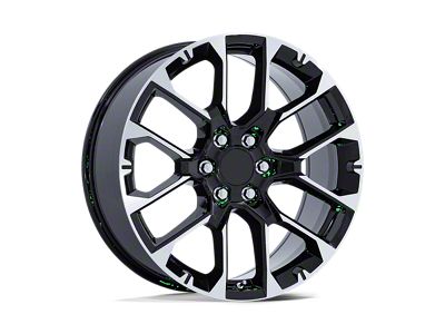 PR224 Gloss Black with Machined Face 6-Lug Wheel; 22x9; 28mm Offset (19-25 Sierra 1500)