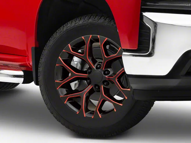 Performance Replicas PR176 Gloss Black Red Milled 6-Lug Wheel; 20x9; 24mm Offset (19-24 Silverado 1500)