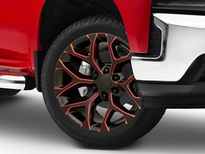 PR176 Gloss Black Red Milled 6-Lug Wheel; 22x9; 24mm Offset (19-25 Silverado 1500)