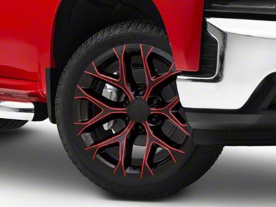 Performance Replicas PR177 Gloss Black Red Milled 6-Lug Wheel; 26x10; 24mm Offset (19-24 Silverado 1500)